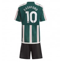 Manchester United Marcus Rashford #10 Fotballklær Bortedraktsett Barn 2023-24 Kortermet (+ korte bukser)